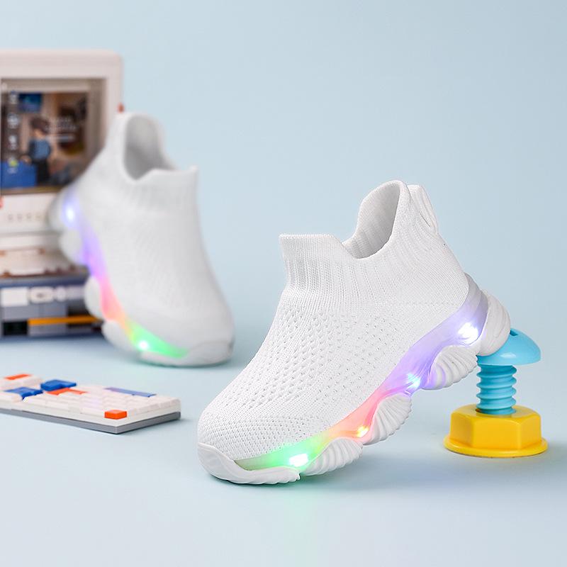 Pantofi Sport Cu Lumini pentru Copii, Tricotați Fly-Knit - Ultra-Ușori, Respirabili, Talpă Moale pentru Copii Mici