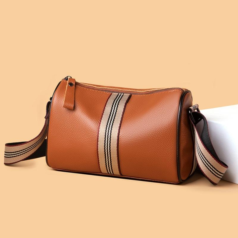 Leather women's bags new trendy fashion simple large capacity shoulder messenger bag first layer cowhide pillow bag
