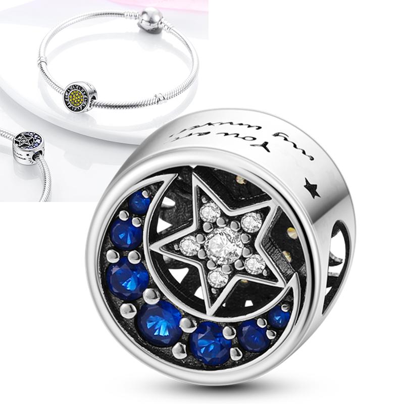 Charms Bead Copper Starlit Sky Moon Sun Earth Universe Charm Fit Bangle Bracelet Necklace Diy Jewelry