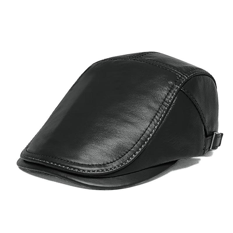 ZHENYUEQI Men s Winter Leather Fleece-Lined Flat Cap