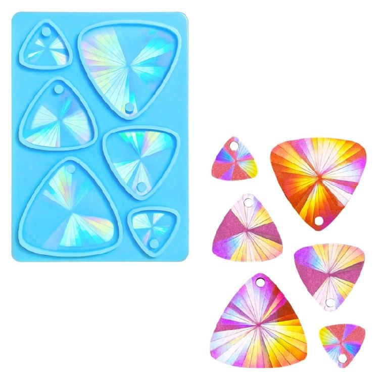 DIY Holographic Crystal Epoxy Resin Silicone Mold Triangle Earring Keychain DIY