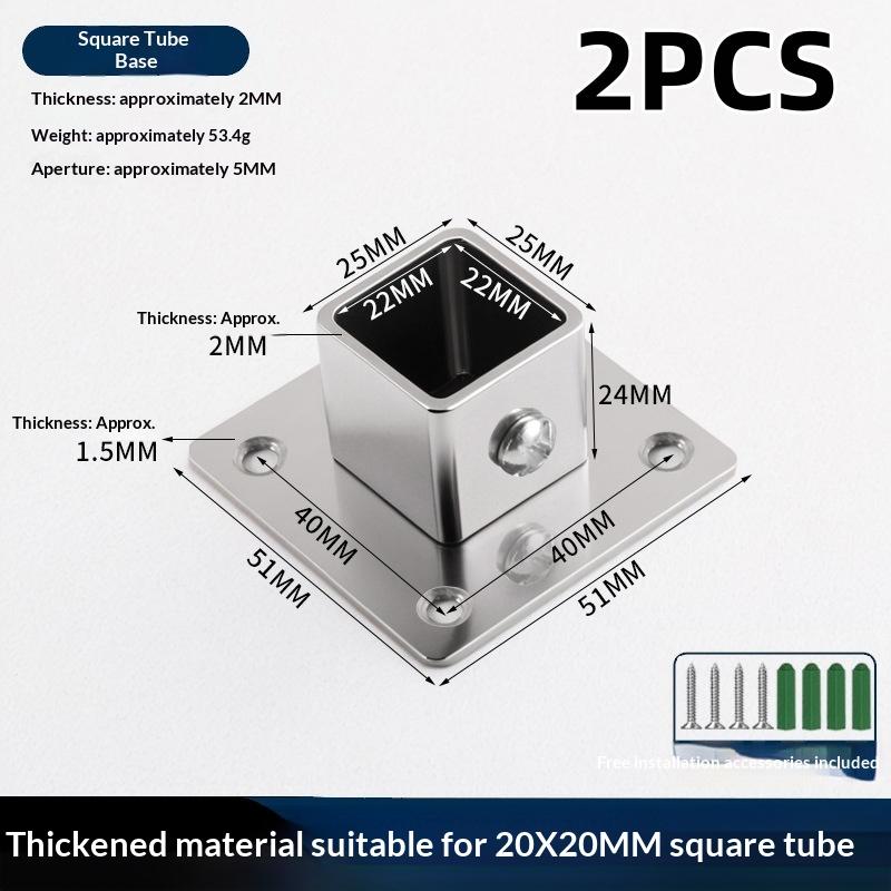 1/2 Sets Flensbasis Roestvrij Staal Vierkante Buis Connector Buis Buiten Diameter. 25/30/35mm Hoekstuk Klemmen voor Hekpaal