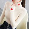 Love Embroidered Turtleneck Sweater Women's Spring and Autumn New Slim-fit Top Women's Versatile Warm Shirt