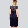 Summer Women See-through Lace Patchwork Mini Dress V-Neck Short Sleeve Slim Fit Plus Size Party Dress Female Clothing