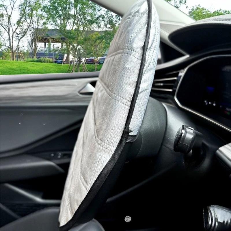 Car Steering Wheel Sun Shade Cover UV-Blocking Steering Sun Protection Cover 42CM Universal Sun Visor Protector Prevent Aging