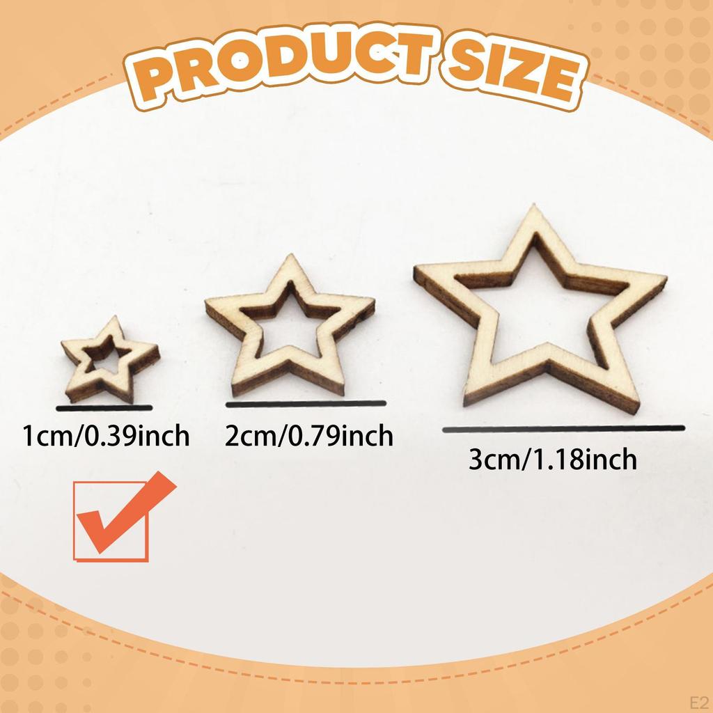 100 Pieces Hollow Star Unfinished Wood Cutouts Multipurpose Hoops for Party