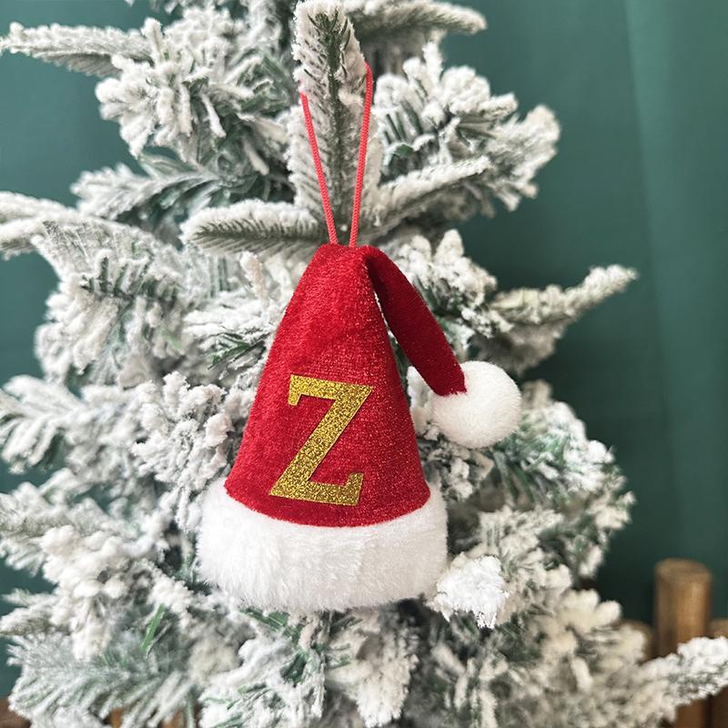 Mini Letter Christmas Hat Christmas Tree Pendant Decorations Hanging Ornament Cute Plush Velet Santa's Hat Christmas Home Decor