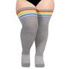 Knitted Thigh High Socks Plus Size Leg Warmer Rainbow Striped Tube Socks  Thick Thighs
