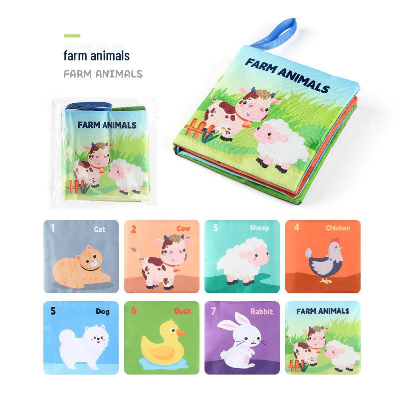 3D Baby Cloth Book: Early Learning Toy with 4 Pages & 8 Sides - Animal, Character, and Food Themes