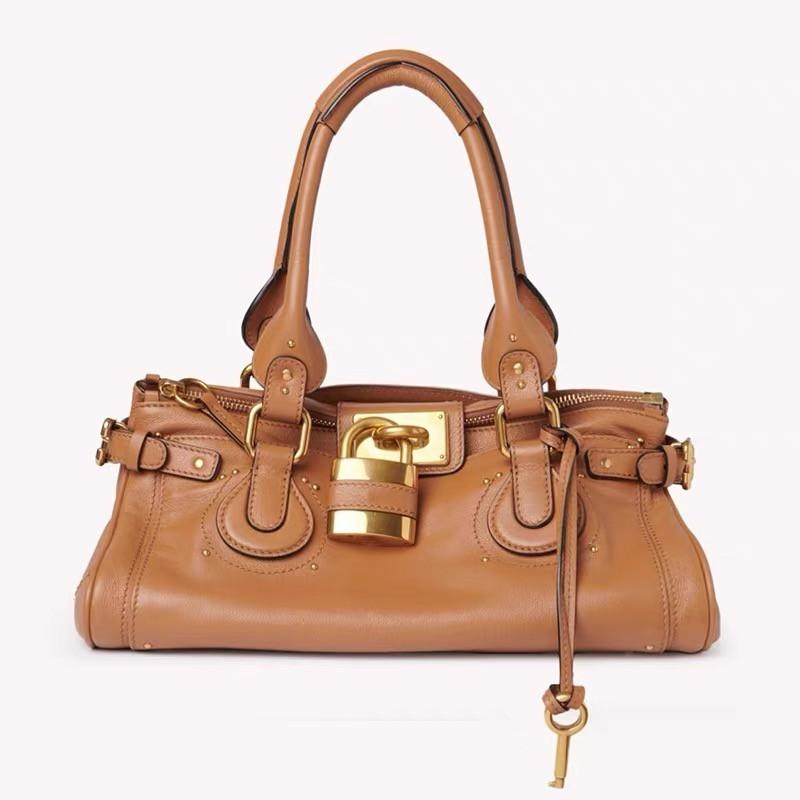 Vintage Distressed Lock Charm Tote Bag