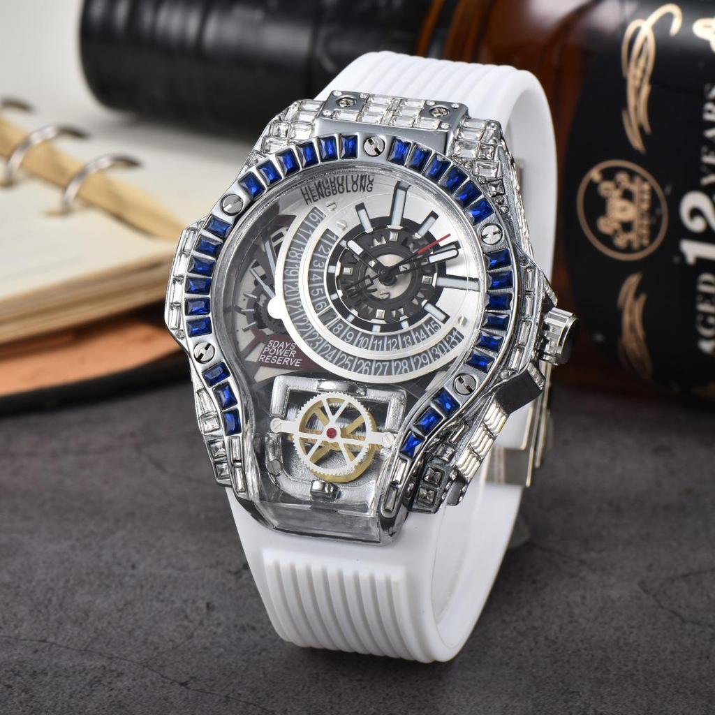 Men's Quartz Watch with Three-Needle Design, Sports Style, Irregular Full Diamond Shape, Similar to Jason Statham's Watch in Warcraft.