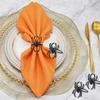 Halloween Spider Napkin Rings Metal Alloy Napkin Holder Rings Serviette Buckle Ring for Halloween Party Kitchen Dinner Table Decorations (Black)