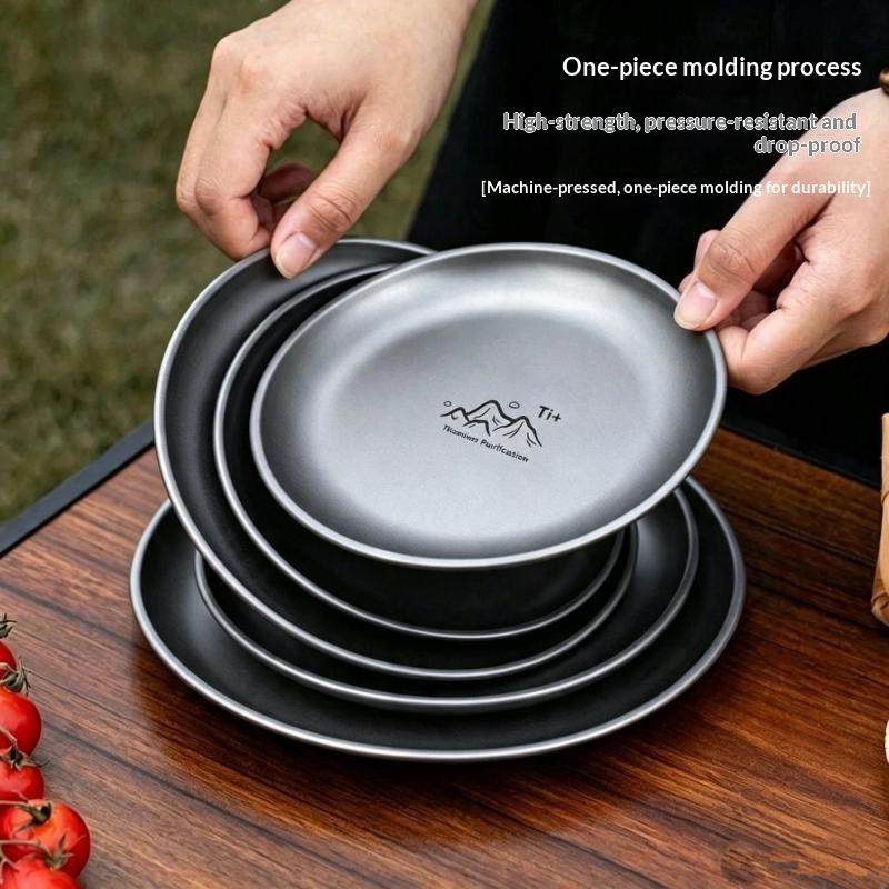 Titanium Camping Plate Travel Tableware Stackable Camping Supplies Backcountry Dinnerware For Backpacking Picnic Equipment