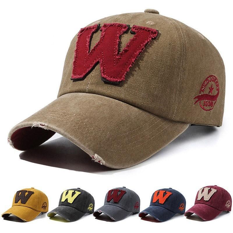 W Letter Baseball Cap Unisex Denim Outdoor Sun Protection Adjustable Gift Hat