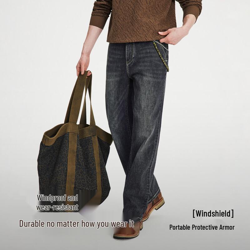 NVG·YOUNG Men's Retro Washed Loose Straight Jeans
