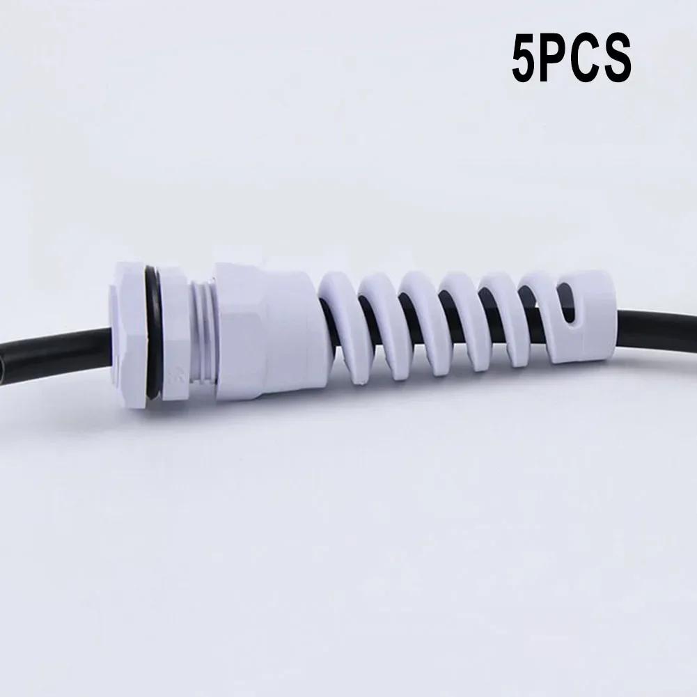 Cable Connectors Cable Glands Waterproof IP67 Plastic 5pcs Black Or White Easy To Tighten PG7 M12/PG9 M16/PG11