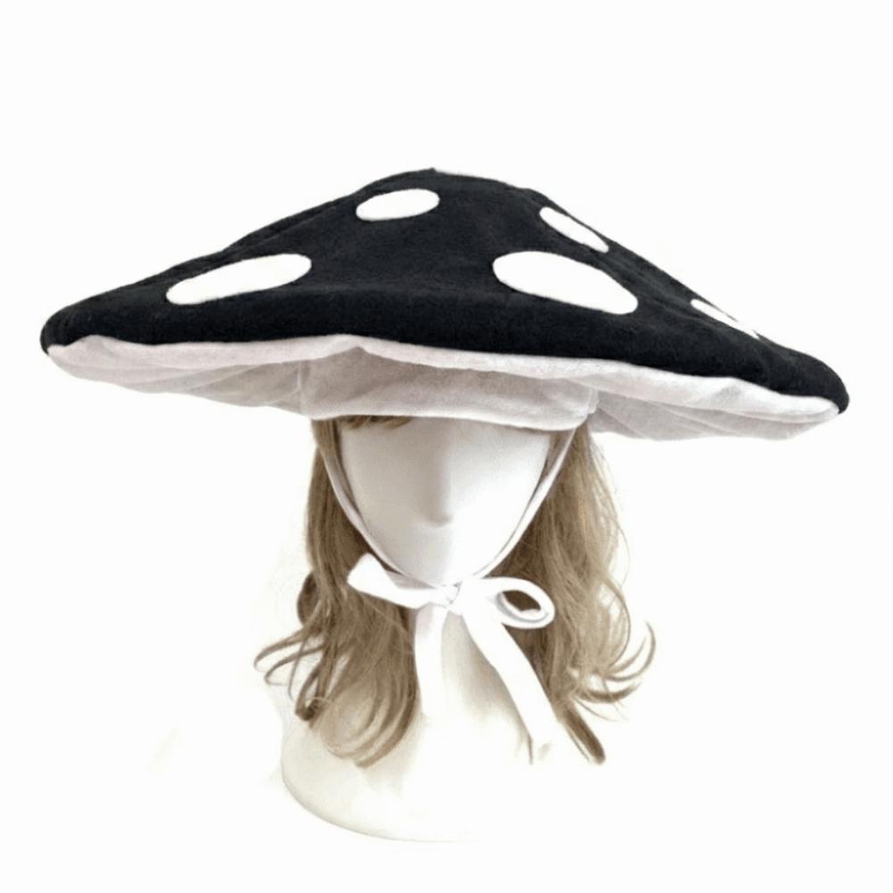Soft Velvet Costume Headpiece Oversized Fungus Beret Cap Adjustable Mushroom Hat  Cosplay