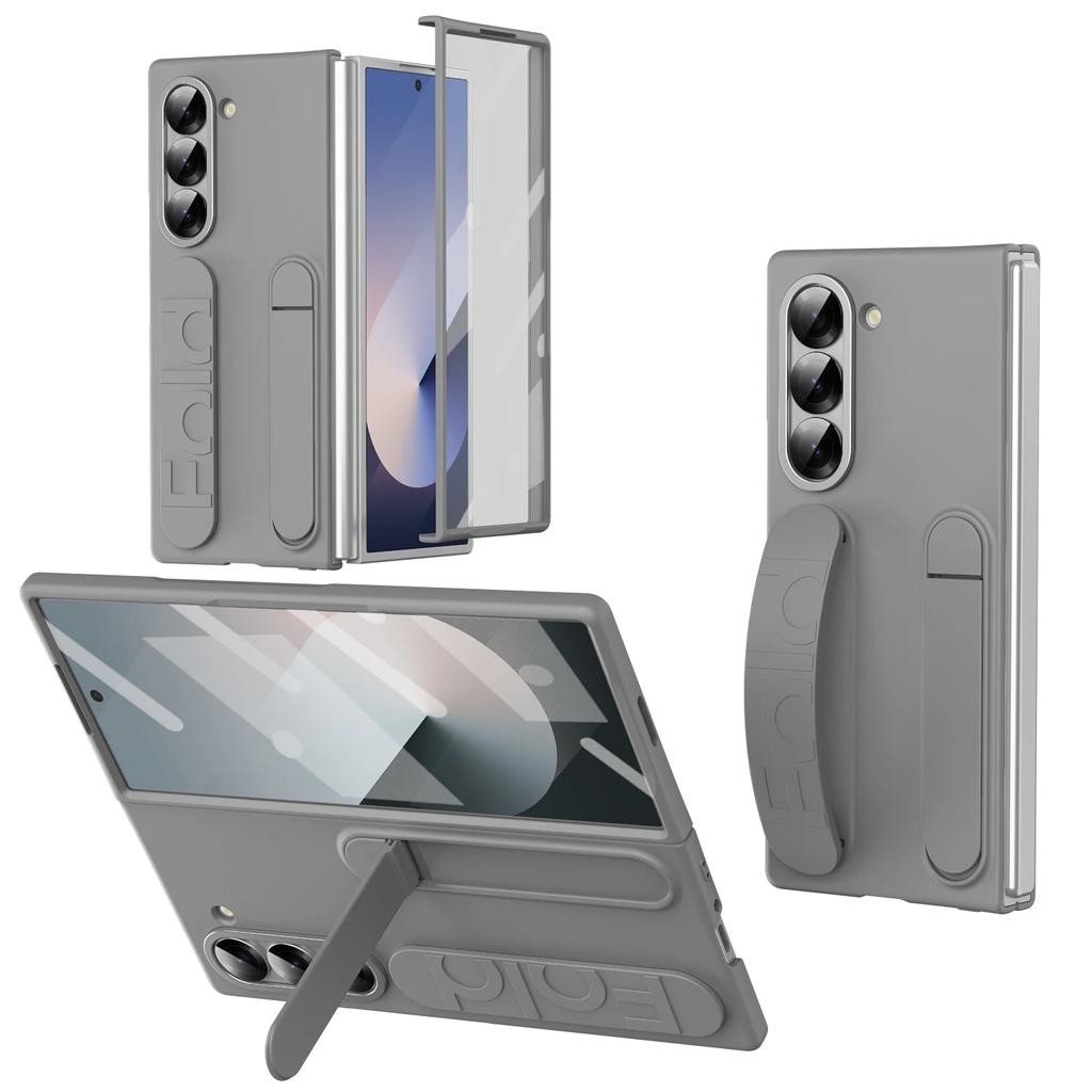 Luxus Original Handyhülle für Samsung Galaxy Z Fold 7 6 5 4 Schutzhülle mit Halterung Glasfolie Silikon-Griff Hartschalenhülle