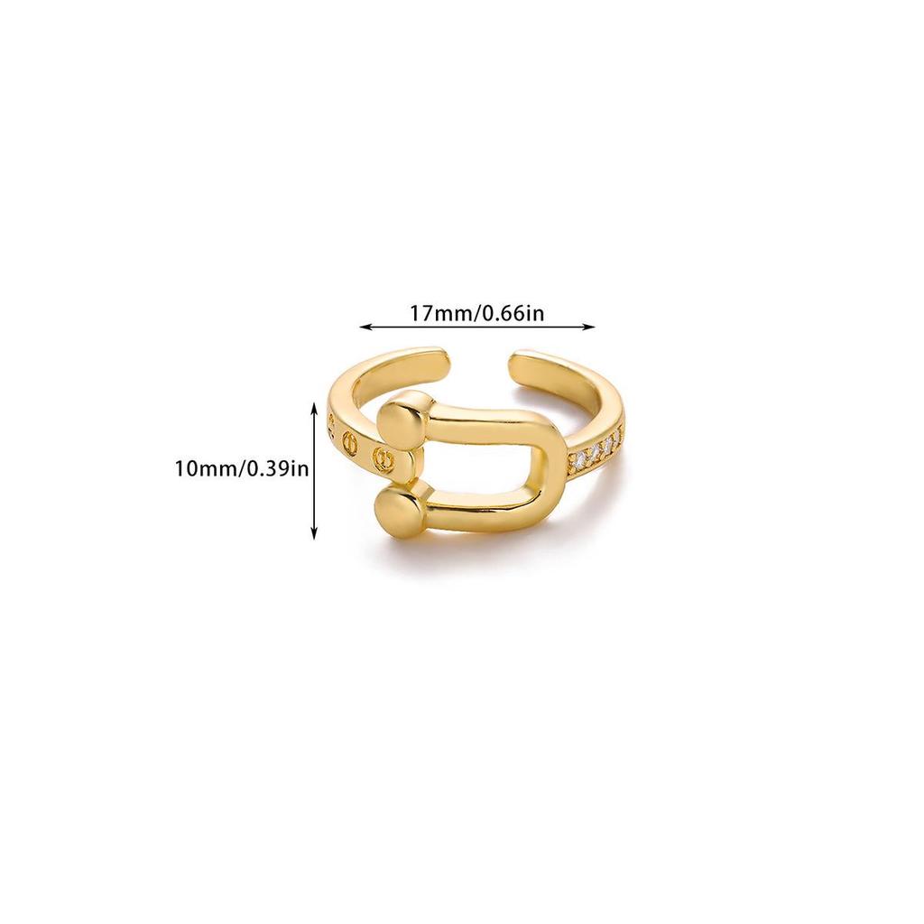 Simple Geometric Zircon Inlaid Ring - Trendy and Versatile Women's Fashion Jewelry