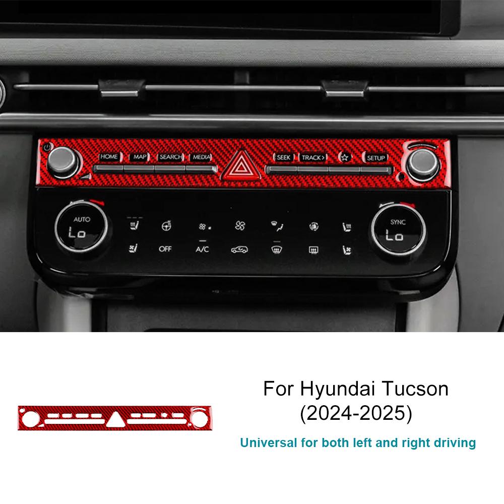 

For Hyundai Tucson NX4 2024-2025 Real Soft Carbon Fiber Sticker LHD RHD Car Central Control AC CD Frame Interior Accessories CD Red Carbon