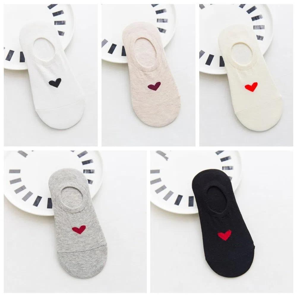 5Pairs Sweet Boat Socks Love Heart Invisible Socks Breathable Short Tube Socks  Daily