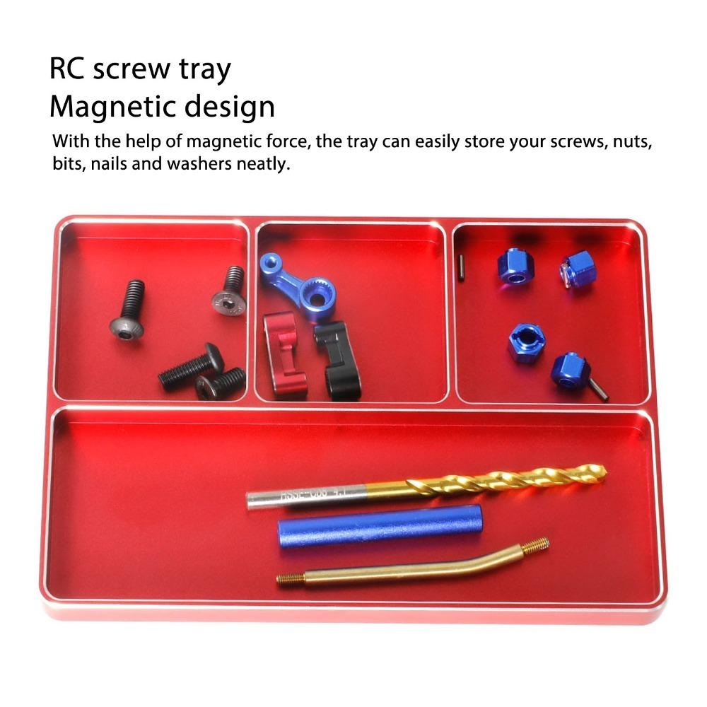 With Magnetic Pad Magnetic Screw Holder 4 Grids Screw Parts Tray  For RC Vehicle Model