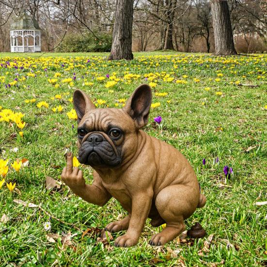 French Bulldog Garden Statue Lifelike Design Resin Dog Shape Figurine Ornament Home Garden Table Decor