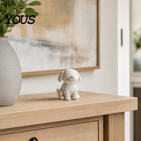 Small Pet Statue Dog Figurine, 3D Printed Cute Puppy Sculpture, Smile Animal Desktop Sculpture Ornament for Living Room Table Decor, Gifts Lovers