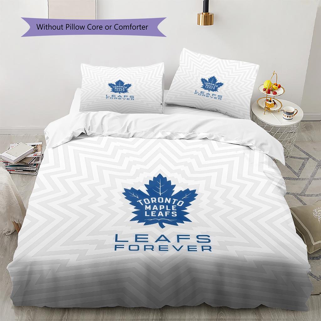 Toronto Maple Leafs2 Pattern Bedding Quilt Set Home Decoration Gift (1 * Duvet Cover + 2 * Pillowcase Without Core)