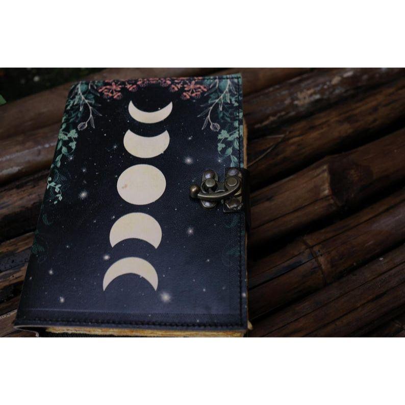 Sun and Moon Handmade Deckle Paper Journal for Men and Women7/5 Grimoire Spell Notebook for Traveling Sketchbook Book