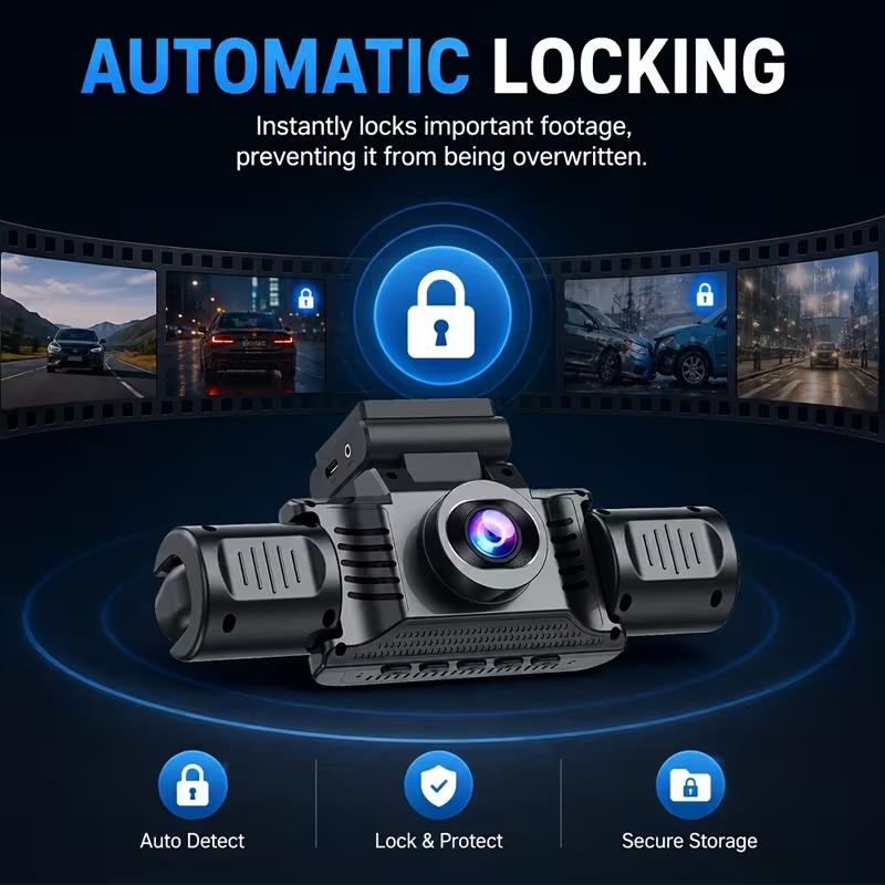 4 Channel WiFi 360° Panoramic Dash Cam, 1080P IR Night Vision 170° Wide Angle, G-Sensor 24H Parking Monitor