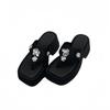 Fashion Shoes Woman 2025 House Slippers Platform On A Wedge Heeled Mules Rubber Flip Flops Glitter Slides Summer High Hawaiian Jelly Sca