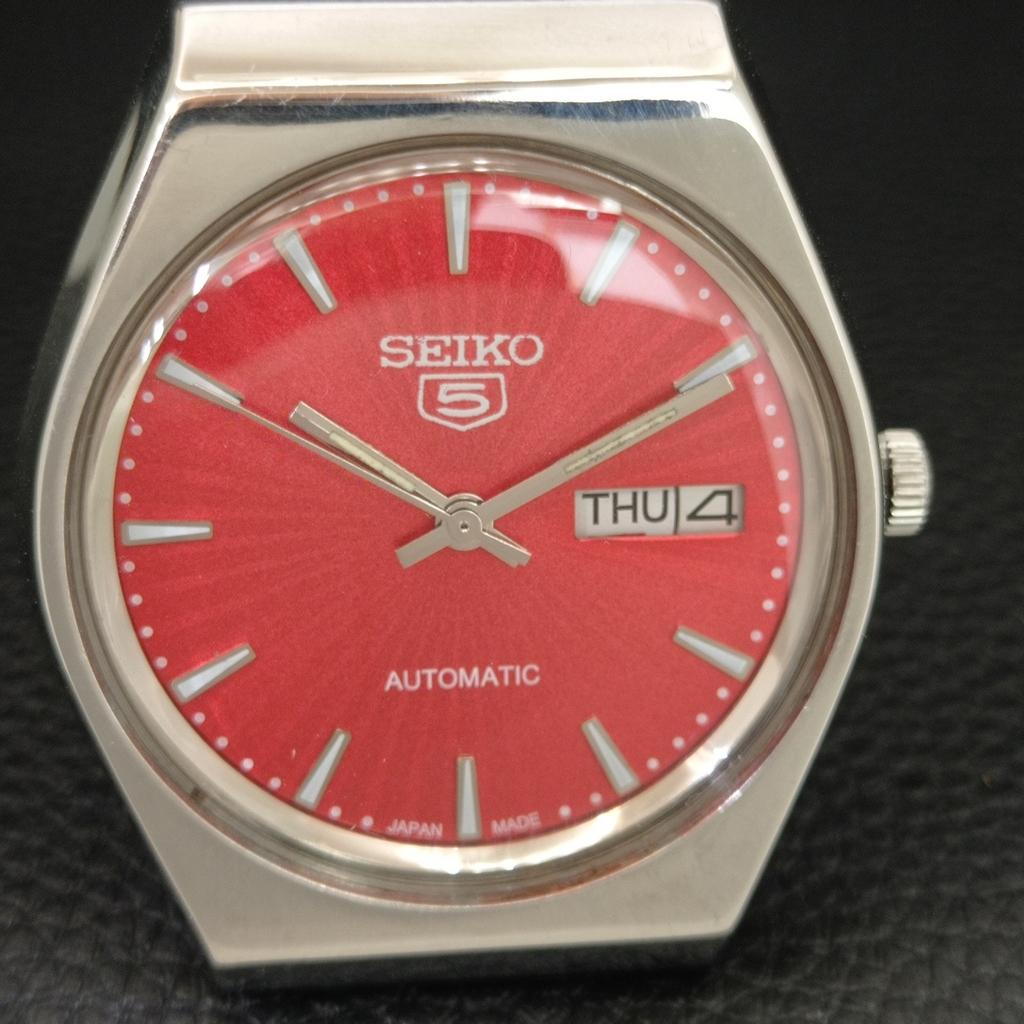 GENUINE VINTAGE SEIKO 5 AUTOMATIC 6309A JAPAN MENS RED DIAL WATCH a708376-1