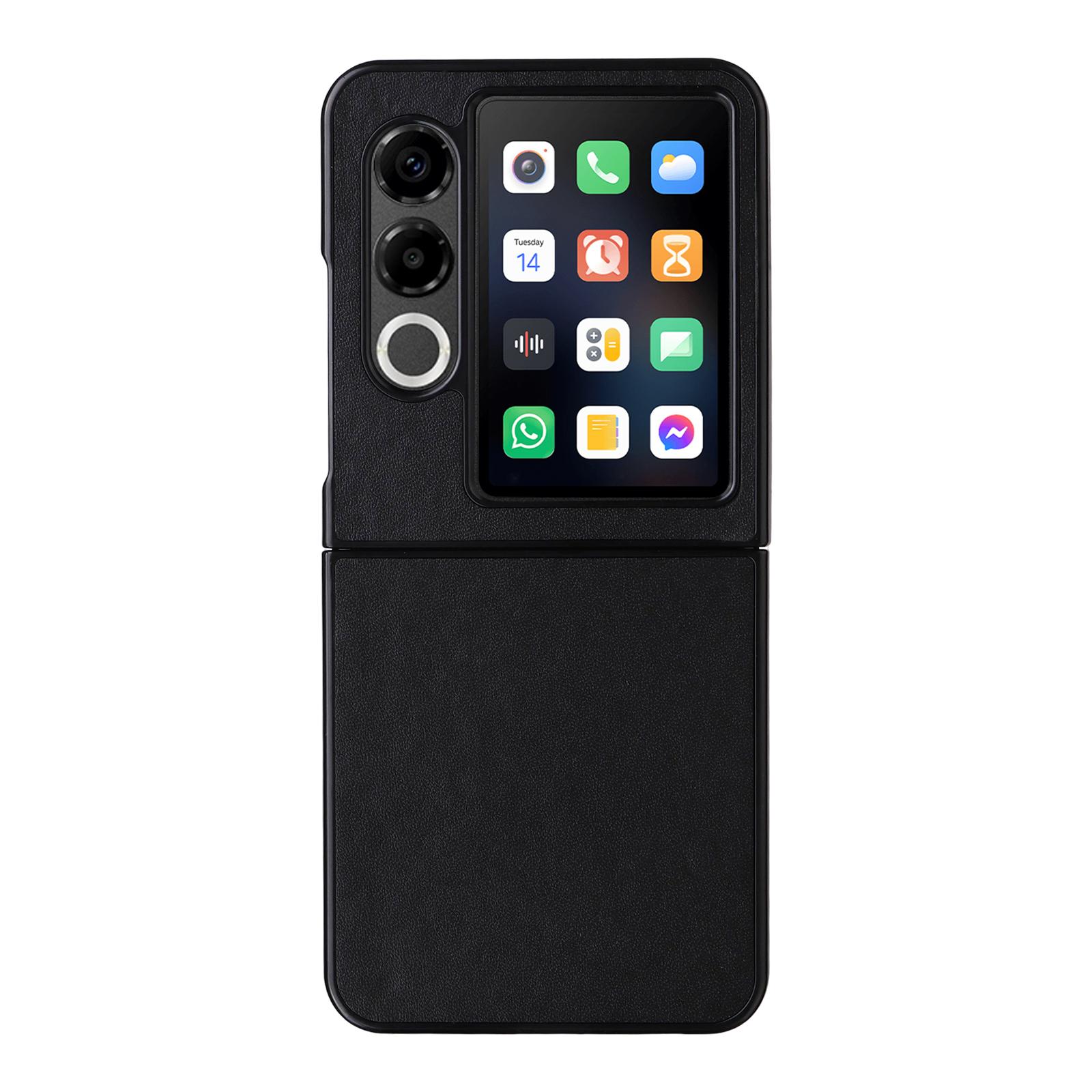 

For ZTE nubia Flip2 5G Case PU Leather Hard PC Protective Phone Cover Black