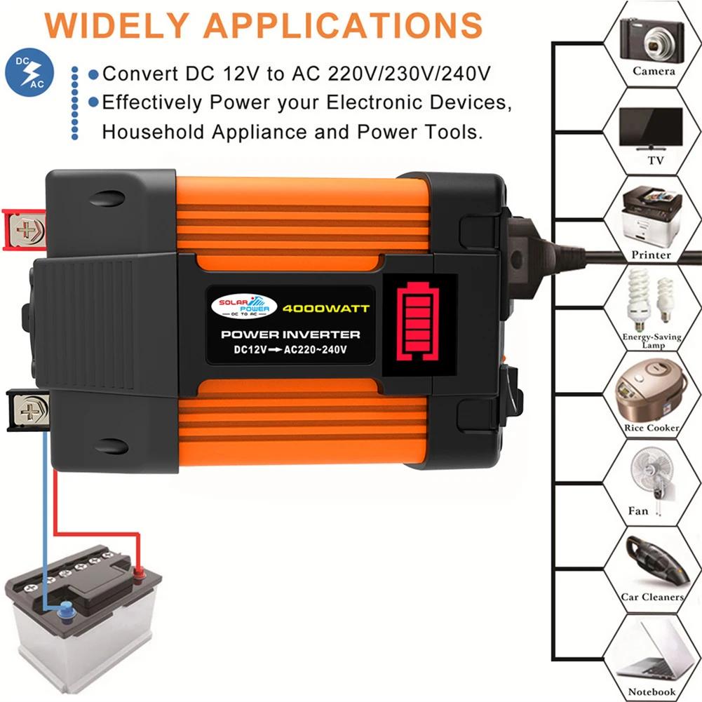 Invertor Portabil 4000W 6000W Invertor Auto de Putere DC12V la AC110/220V Transformator Invertor cu Undă Sinusoidală Modificată Încărcare Rapidă USB