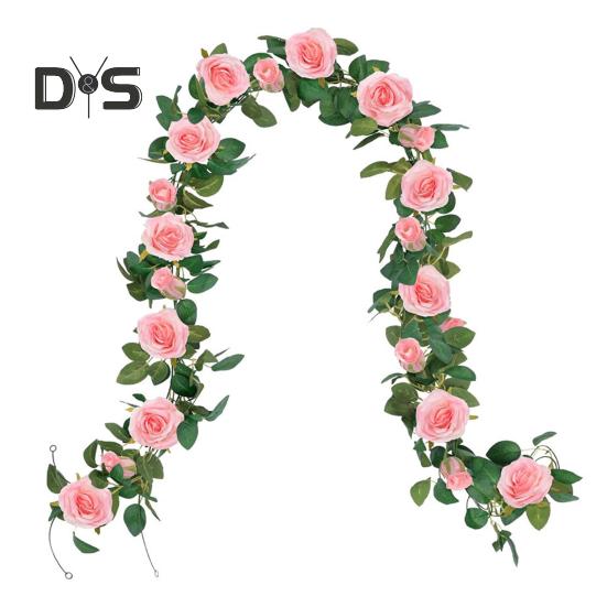 

6,5 футов искусственная роза лоза искусственная цветочная гирлянда искусственный цветок розы подвесная лоза для свадебной арки сад стена фон декор розовый