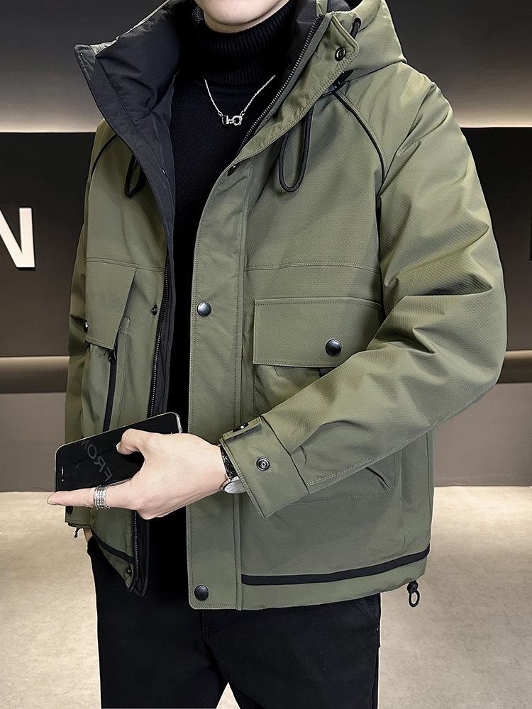 

Men s 2025 Cold-Proof Down Jacket - Thick, Lightweight, Windproof Winter Workwear in a Trendy, High-End American Style XL (150-165 Jin) гірчичний/зелений