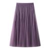 Lila Plissee A-Linien Midi-Rock für Damen - Doppellagig, Tüll im Feenstil, Neu für Frühling & Herbst 2025