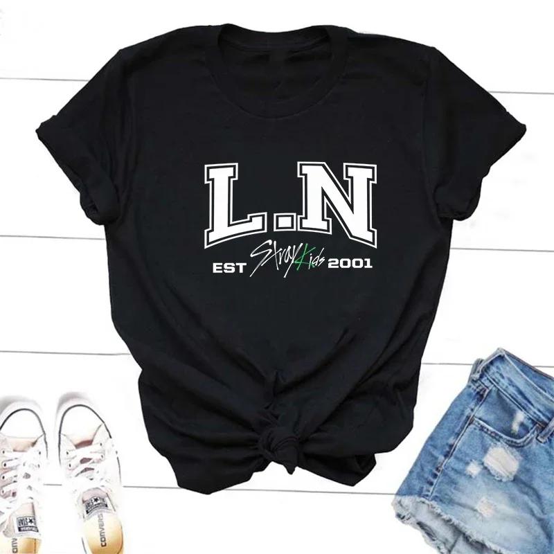 ZX TEE Camisetas de Membros Stray Kids Camiseta Streetwear Coreana Camiseta Gráfica de Concerto Kpop SKZ Bang Chan Changbin Lee Know Grupo Camiseta de Música