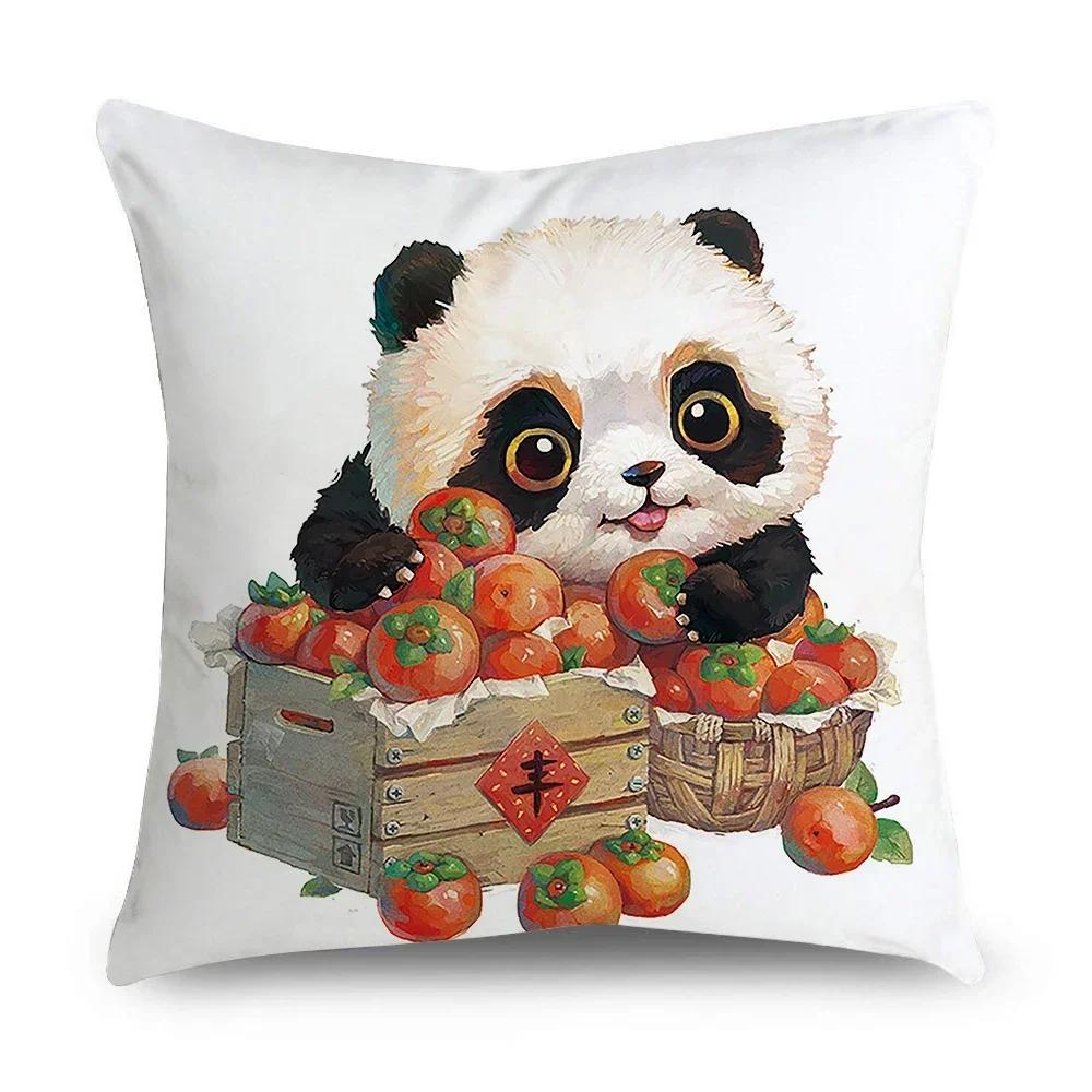 Pillowcase Office Decor Cushion Cover Cute Panda Pattern Home Square