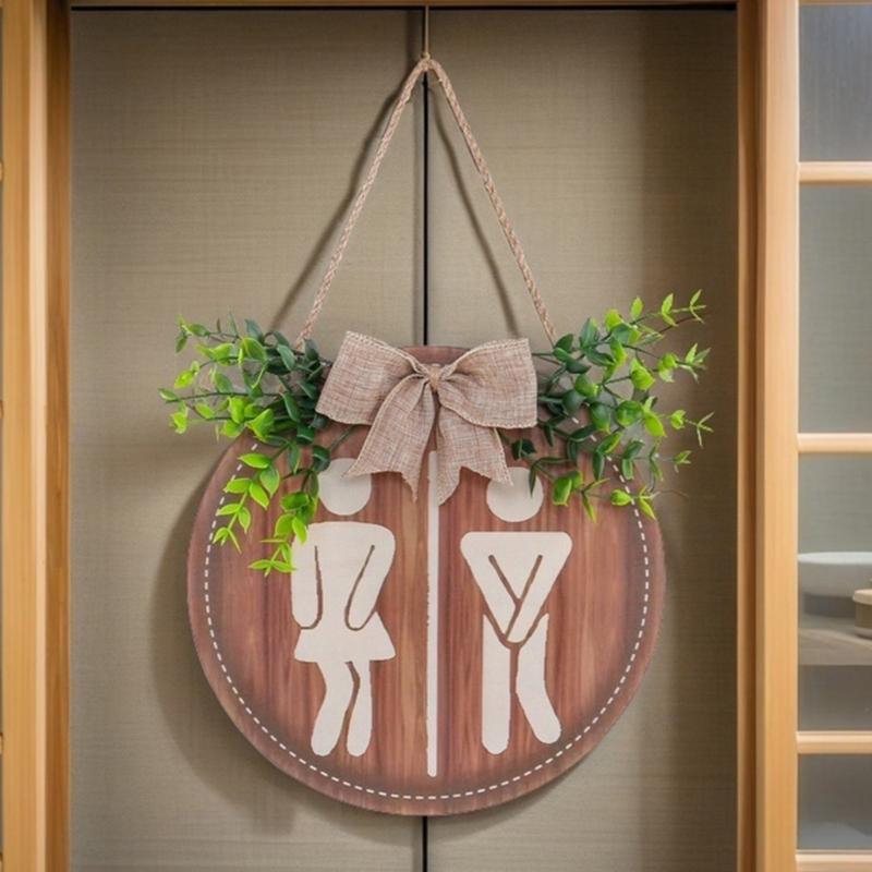 Wooden Bathroom Sign Rustics Men's and Women's Toilet Wall Signs for Business Funny Bathroom Restroom Door Decors
