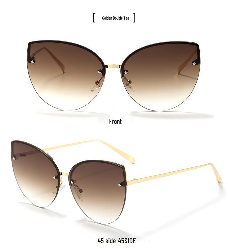Women's Korean Style Cat Eye Sunglasses, UV Protection, Comfortable Metal Frame, High-End Feel, Polarized Lenses.