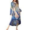 Women's Nightgown Long Loungewear V-neck Nightdress With Pockets