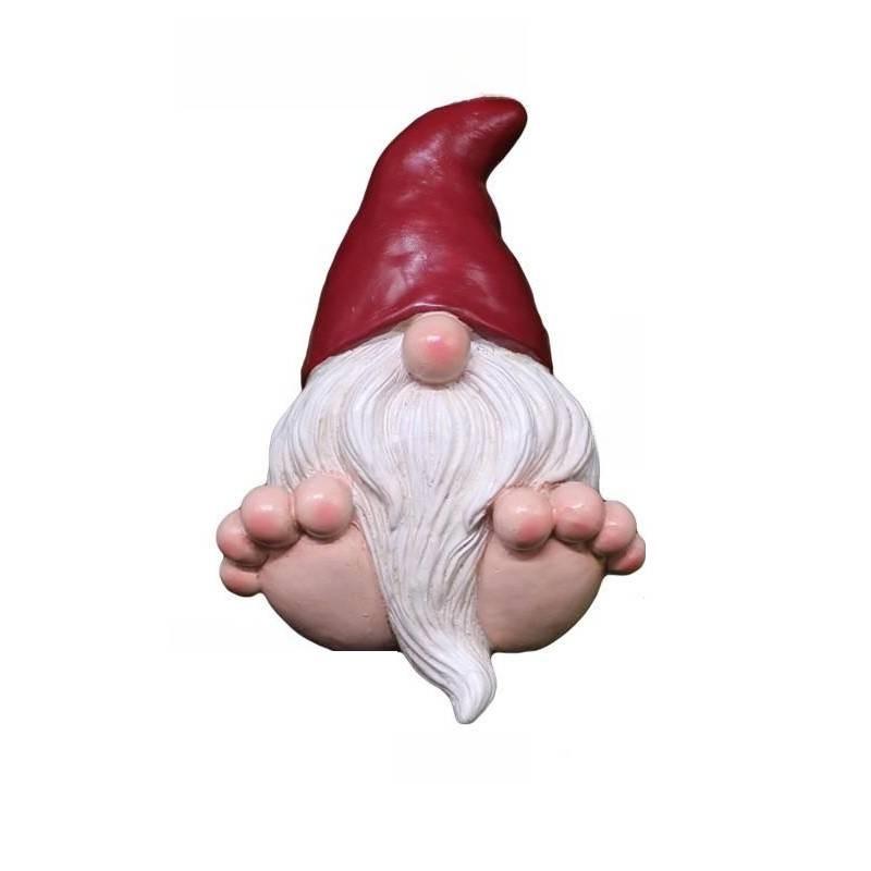 Resin Creative Dwarf Figurine Big Feet Wearing A Hat And White Design Beard