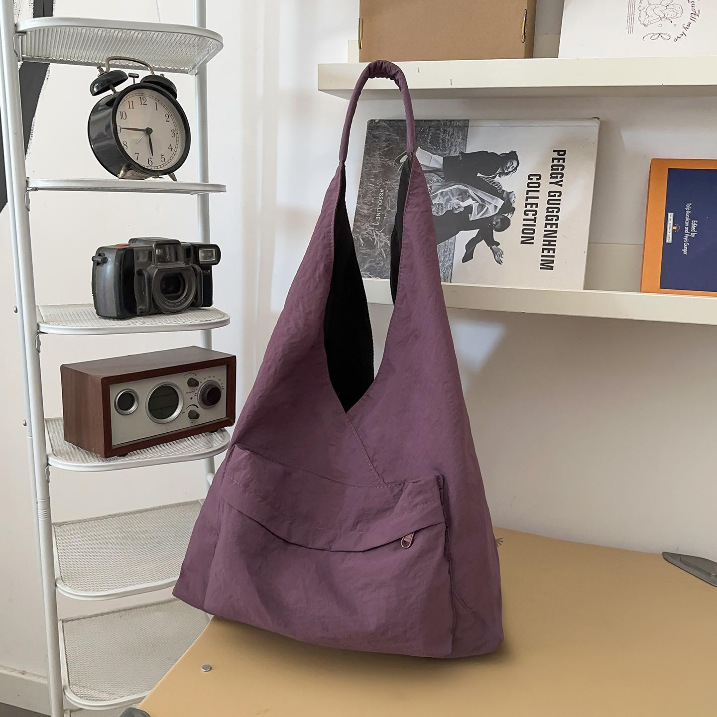 

Осень и зима новая модная сумка через плечо повседневная простая персонализированная сумка-тоут 2025 трендовая женская текстурная сумка фиолетовый