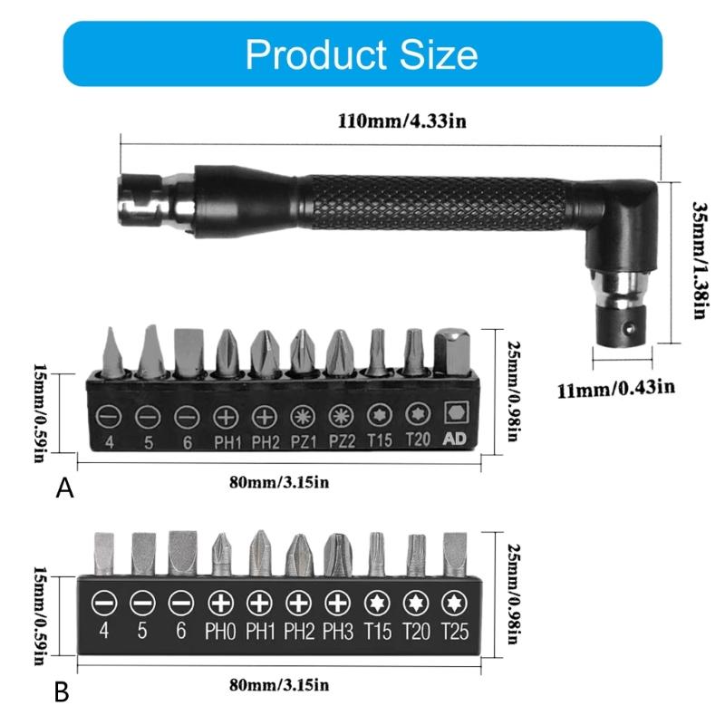 L Shape Double Head Hex Key Wrenches Set With 10 Interchangeable Bit For Various Screws And Applications