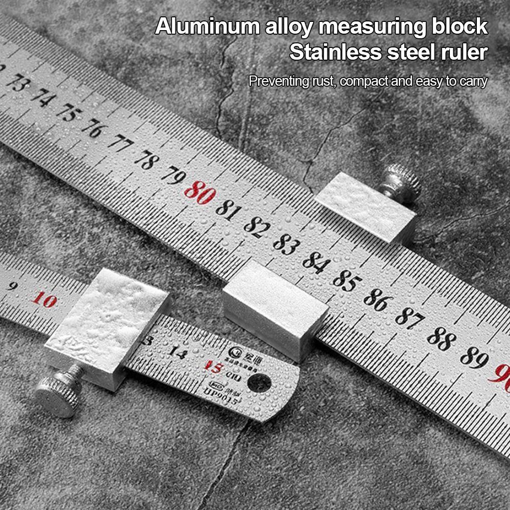 Accurate Positioning Marking Gauge Metal Straight Ruler Steel Ruler Slide Stop Carpentry Work