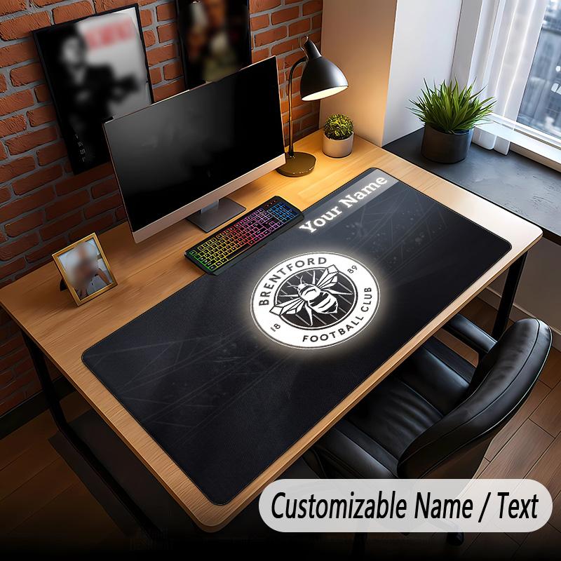 Large Mouse Pad Brentford Football Print Custom Name Text Desk Mat for Office Gaming