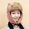 Cute Bear Earflap Chestnut Hat (Pink)