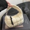 Solid Color Pleated Dumpling Bag Sweet Rhombus Plaid Handbag Cute Bubble Cloud Handbag  Travel
